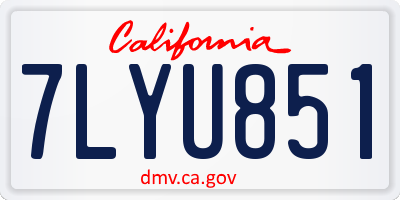 CA license plate 7LYU851