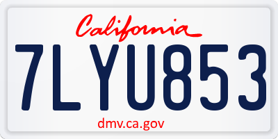 CA license plate 7LYU853