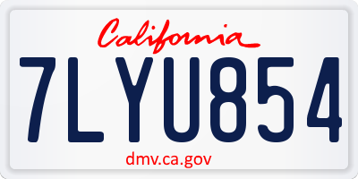 CA license plate 7LYU854