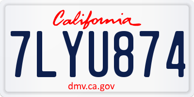 CA license plate 7LYU874
