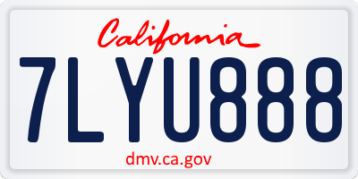 CA license plate 7LYU888