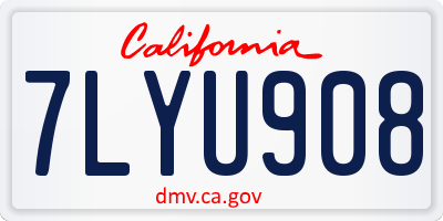 CA license plate 7LYU908