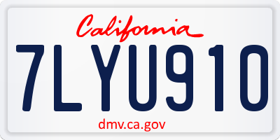 CA license plate 7LYU910