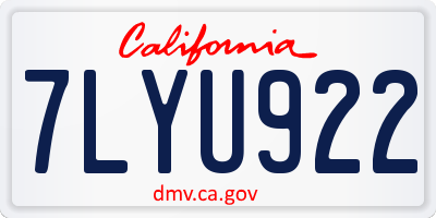 CA license plate 7LYU922