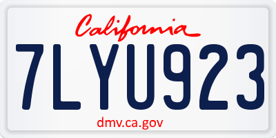 CA license plate 7LYU923