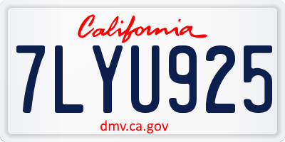 CA license plate 7LYU925