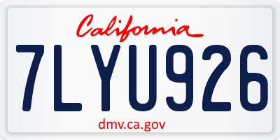 CA license plate 7LYU926