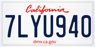 CA license plate 7LYU940