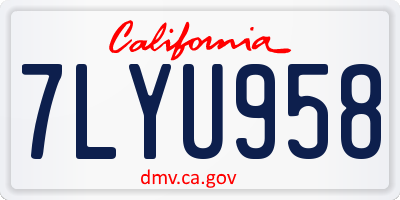 CA license plate 7LYU958