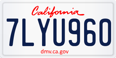CA license plate 7LYU960
