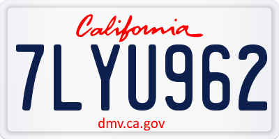 CA license plate 7LYU962