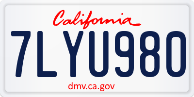 CA license plate 7LYU980
