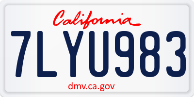 CA license plate 7LYU983