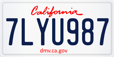 CA license plate 7LYU987