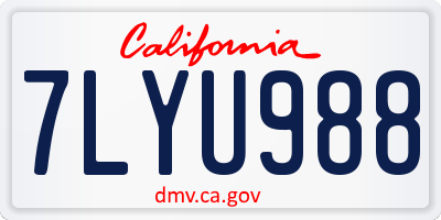 CA license plate 7LYU988
