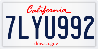CA license plate 7LYU992