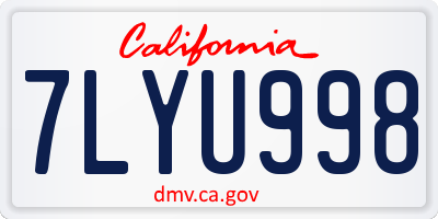 CA license plate 7LYU998