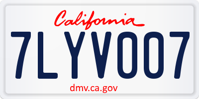 CA license plate 7LYV007