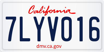 CA license plate 7LYV016
