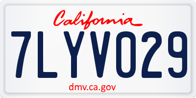 CA license plate 7LYV029