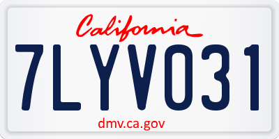 CA license plate 7LYV031