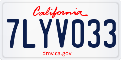 CA license plate 7LYV033