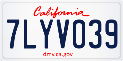 CA license plate 7LYV039