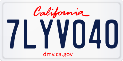CA license plate 7LYV040