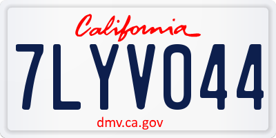CA license plate 7LYV044