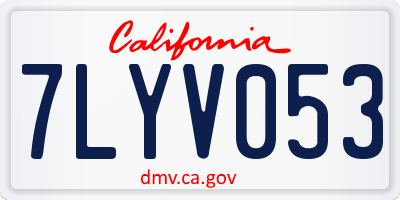 CA license plate 7LYV053