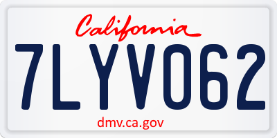 CA license plate 7LYV062