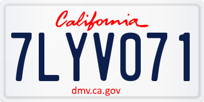 CA license plate 7LYV071