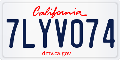 CA license plate 7LYV074
