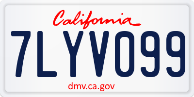 CA license plate 7LYV099