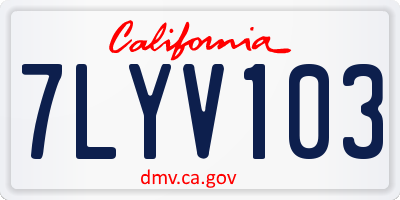 CA license plate 7LYV103