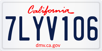 CA license plate 7LYV106