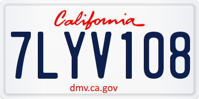 CA license plate 7LYV108