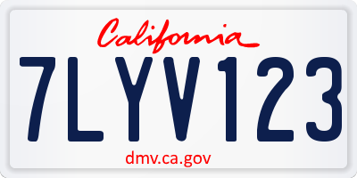 CA license plate 7LYV123