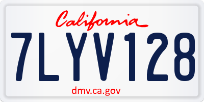 CA license plate 7LYV128