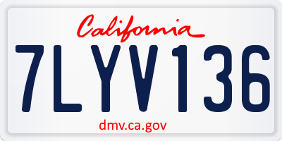 CA license plate 7LYV136