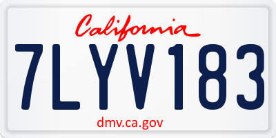 CA license plate 7LYV183