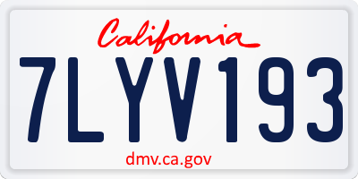 CA license plate 7LYV193