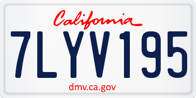 CA license plate 7LYV195