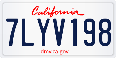 CA license plate 7LYV198