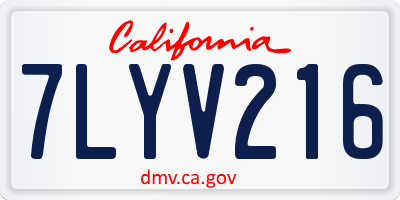 CA license plate 7LYV216