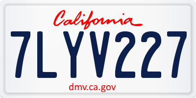 CA license plate 7LYV227