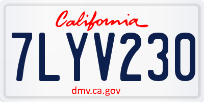 CA license plate 7LYV230