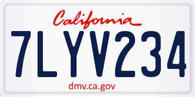 CA license plate 7LYV234