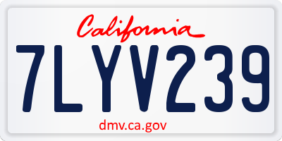 CA license plate 7LYV239
