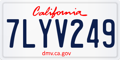 CA license plate 7LYV249